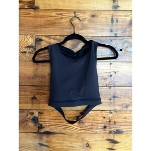 Vie Active High Neck Shredded Back Padded Black Sports Bra Large